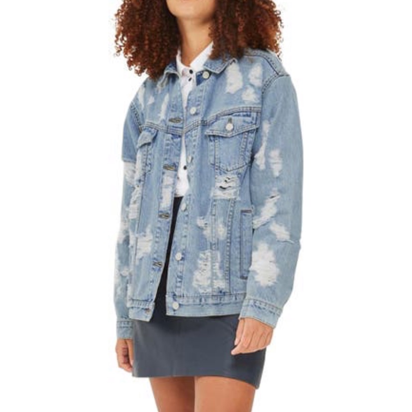 Topshop Ripped Jean Jacket -Size 2 (Fits Like 0)